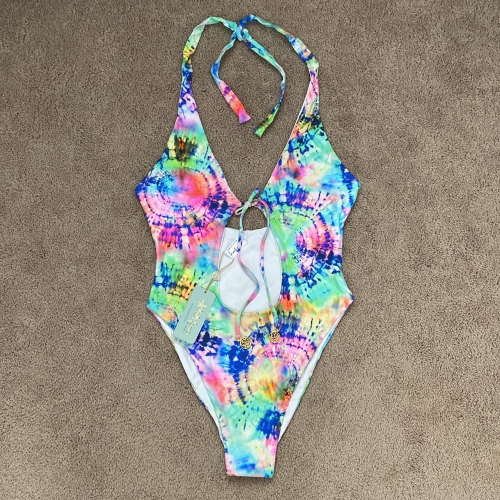 Luli Fama Celestial Dreams Tie Front High Leg One Piece Size XL
